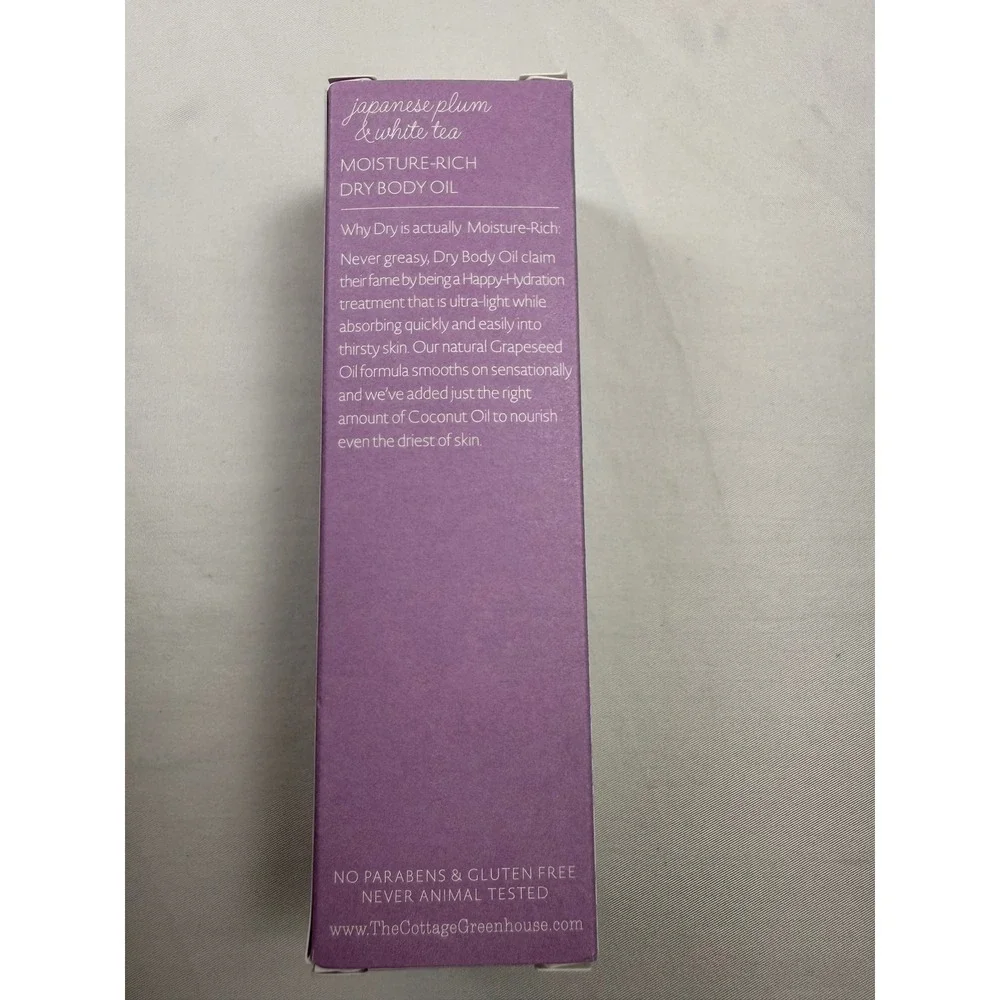The Cottage Greenhouse Japanese Plum & White Tea Dry Body Oil 4oz Moisture Rich